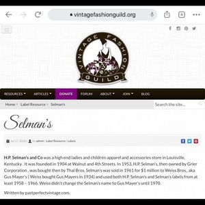 Vintage Selman’s Louisville Dress